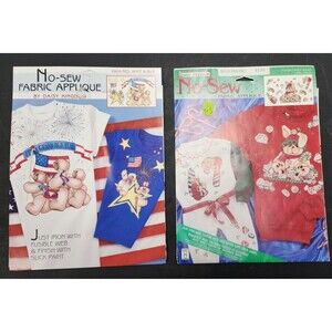 VTG Daisy Kingdom Lot Of 2 Christmas July 4th No Sew Fabric Appliques Iron On